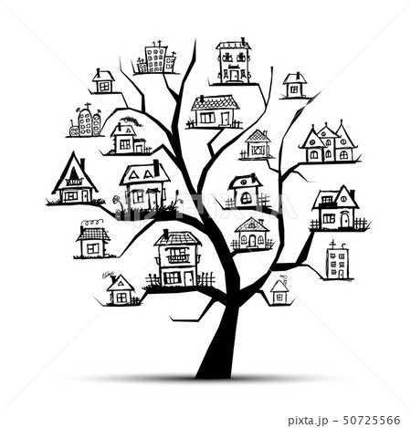 Tree with houses on branches 50725566