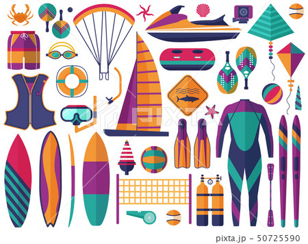 Beach Water Sports Icons Set 50725590
