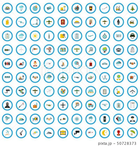 100 airlines icons set, flat style 100 airlines icons set, flat style 50728373