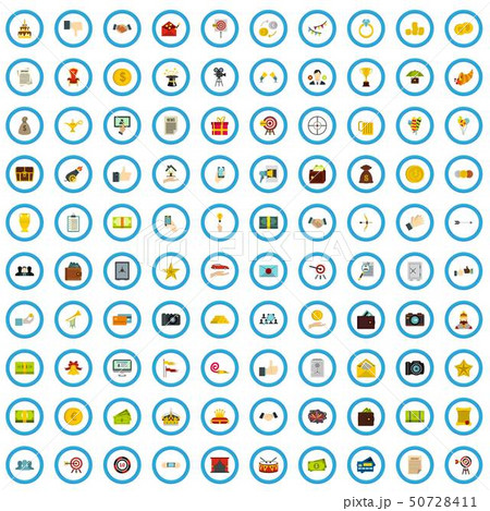 100 award icons set, flat style 100 award icons set, flat style 50728411