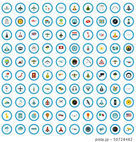 100 air communication icons set, flat style 100 air communication icons set, flat style 50728482