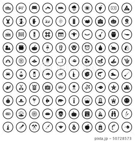 100 autumn holidays icons set, simple style 50728573