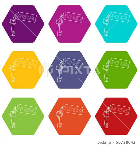 Key to success icons set 9 vector 50728642