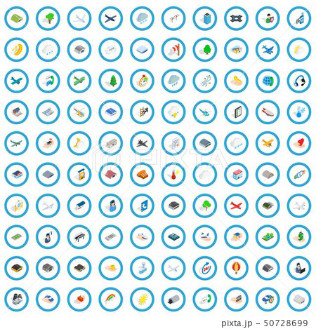 100 airport icons set, isometric 3d style 50728699