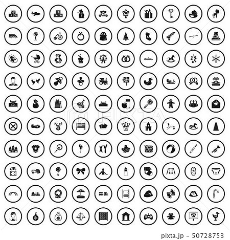 100 baby icons set, simple style 100 baby icons set, simple style 50728753