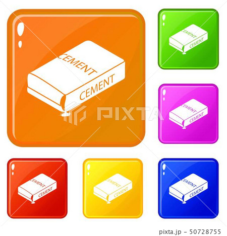 Cement bag icons set vector color Cement bag icons set vector color 50728755