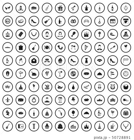 100 banquet icons set, simple style 100 banquet icons set, simple style 50728891