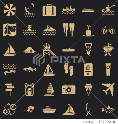 Clean water icons set, simple style Clean water icons set, simple style 50729010