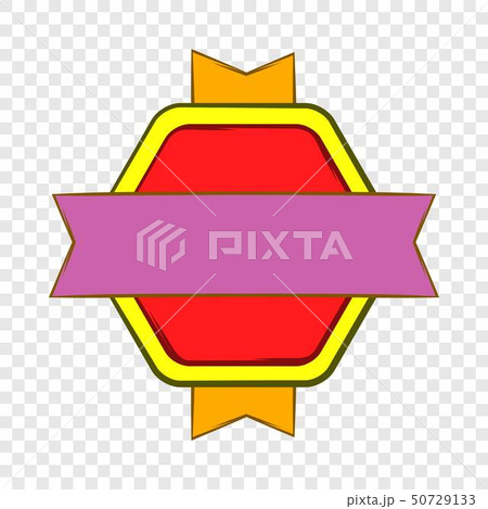 Red badge with yellow and violet ribbons icon Red badge with yellow and violet ribbons icon 50729133