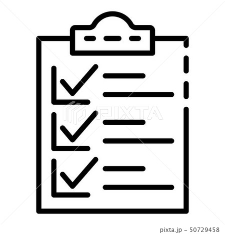 Checklist clipboard icon, outline style Checklist clipboard icon, outline style 50729458