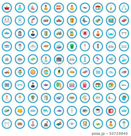 100 big city icons set, cartoon style 100 big city icons set, cartoon style 50729940