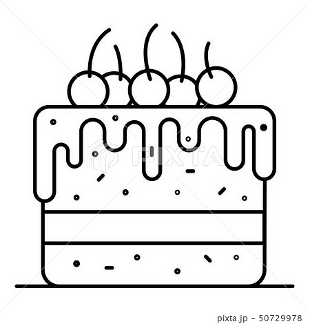 Cherry on cake icon, outline style 50729978