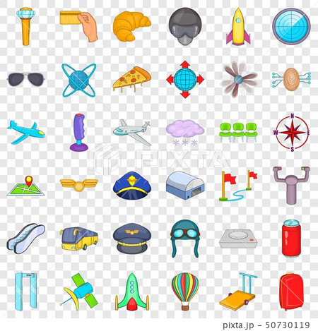 International airport icons set, cartoon style 50730119