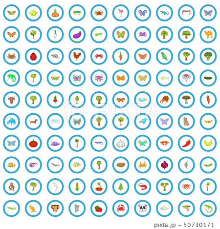 100 biology icons set, cartoon style 100 biology icons set, cartoon style 50730171