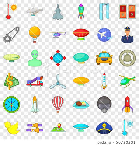 Aviation icons set, cartoon style Aviation icons set, cartoon style 50730201