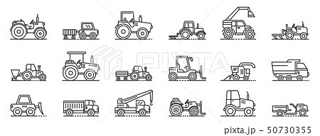 Agricultural machines icons set, outline style 50730355
