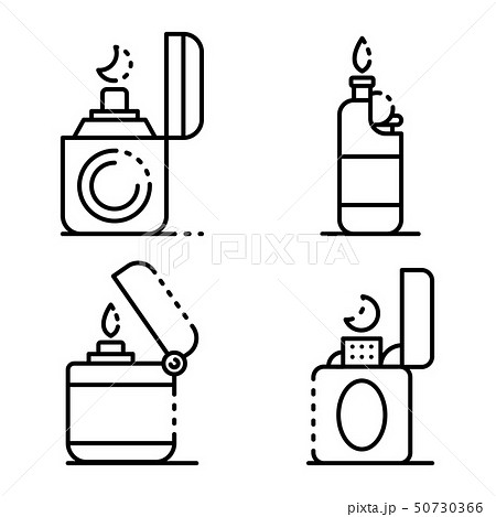 Cigarette lighter icons set, outline style 50730366