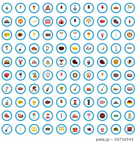 100 birthday party icons set, flat style 50730543