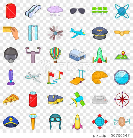 Airport terminal icons set, cartoon style 50730547