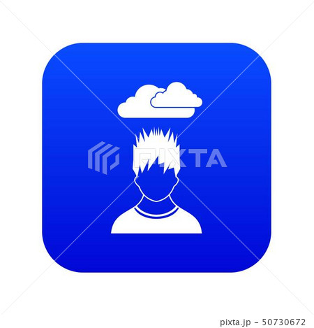 Depressed man with dark cloud over his head icon digital blue 50730672