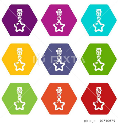 Star zip icons set 9 vector 50730675
