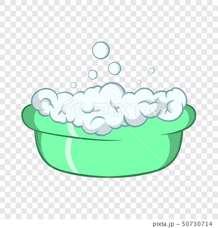 Green baby bath with foam icon, cartoon style 50730714