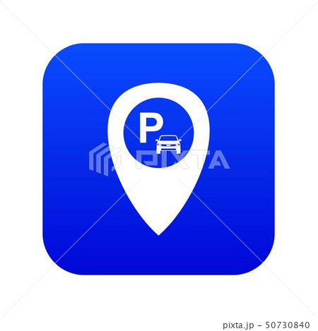 Map pointer with car parking icon digital blue 50730840