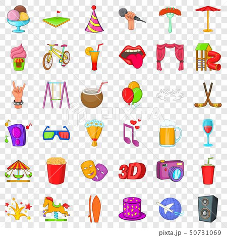 Amusement icons set, cartoon style Amusement icons set, cartoon style 50731069