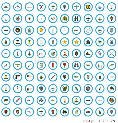 100 army icons set, flat style 100 army icons set, flat style 50731179