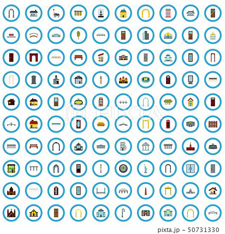 100 architecture icons set, flat style 100 architecture icons set, flat style 50731330