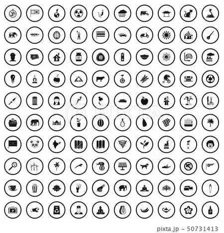 100 elephant icons set, simple style 50731413