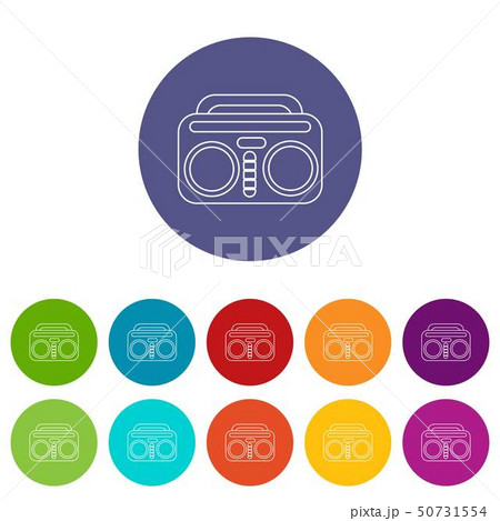 Vintage boombox icons set vector color Vintage boombox icons set vector color 50731554