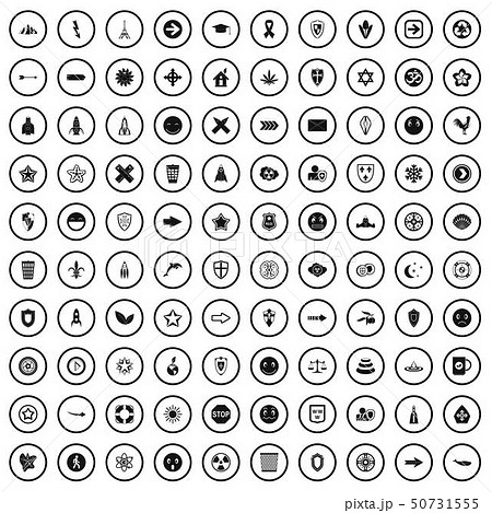 100 emblem icons set, simple style 50731555