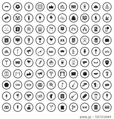 100 events icons set, simple style 50731684