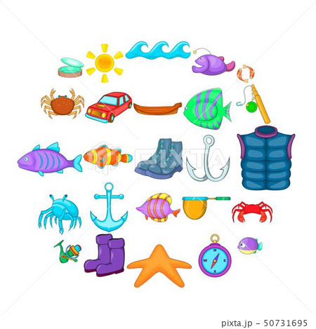 Hook icons set, cartoon style Hook icons set, cartoon style 50731695