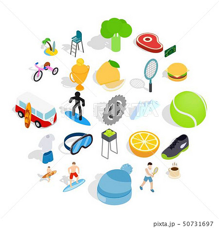 Street fitness icons set, isometric style 50731697