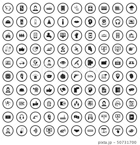 100 call center icons set, simple style 50731700