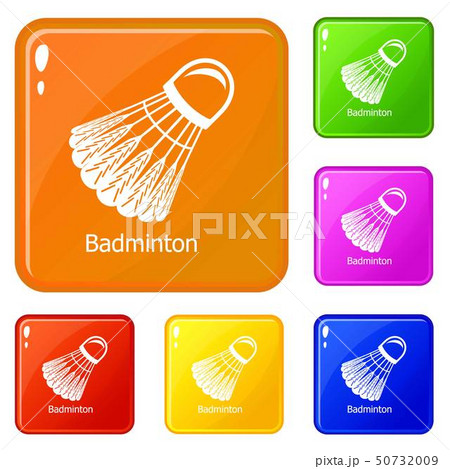 Badminton icons set vector color 50732009