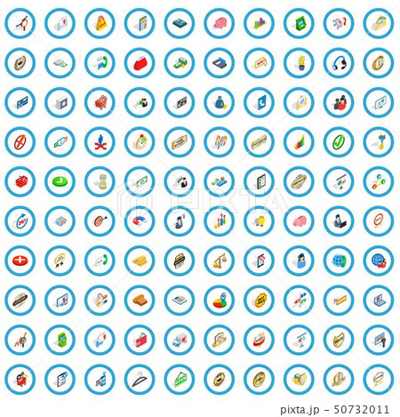 100 business career icons set, cartoon style 50732011
