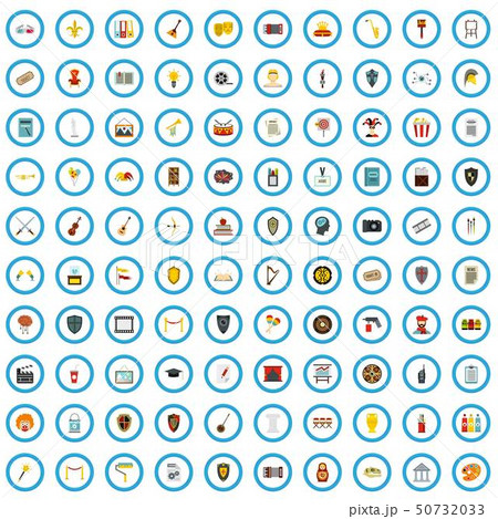 100 artistic document icons set, flat style 100 artistic document icons set, flat style 50732033