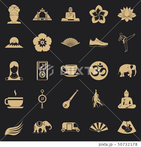 Japanese culture icons set, simple style Japanese culture icons set, simple style 50732178
