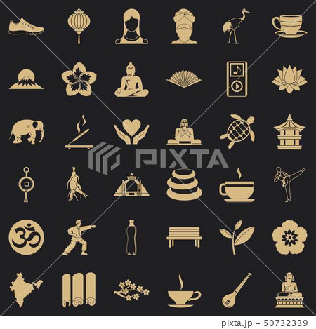 Yoga relaxation icons set, simple style Yoga relaxation icons set, simple style 50732339