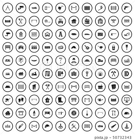 100 fence icons set, simple style 50732343