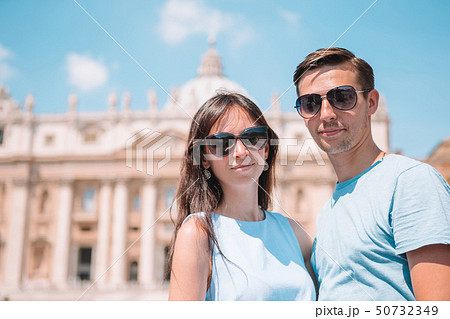 Happy couple at St. Peter's Basilica church in Vatican, Rome. Happy couple at St. Peter's Basilica church in Vatican, Rome. 50732349
