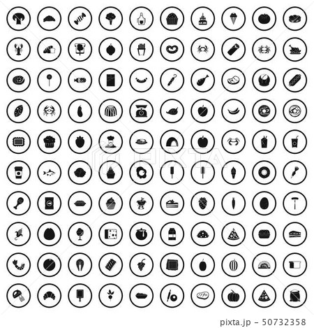 100 favorite food icons set, simple style 100 favorite food icons set, simple style 50732358