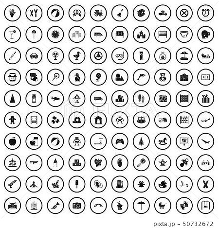 100 childhood icons set, simple style 100 childhood icons set, simple style 50732672