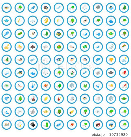 100 calamity icons set, isometric 3d style 50732920