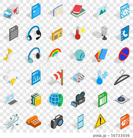 Mobile app icons set, isometric style Mobile app icons set, isometric style 50733036