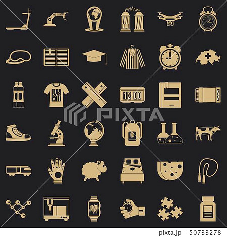 Alarm clock icons set, simple style 50733278