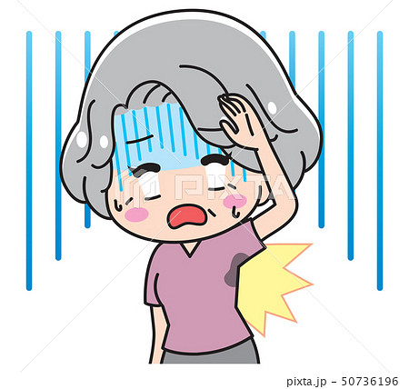 脇汗に驚くシニア女性 脇汗に驚くシニア女性 50736196